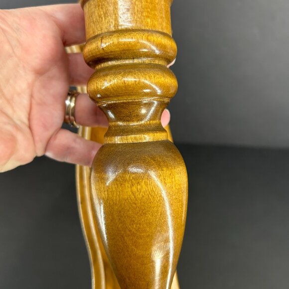 Vintage MCM Hand Turned Wood Candle Wall Sconce Farmhouse Boho Wall Decor 16" M - Picture 8 of 9